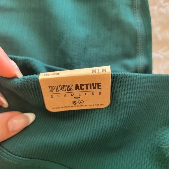 Pink Active Green Seamless Leggings Size M Medium High Waist 7/8 tight - Picture 4 of 12